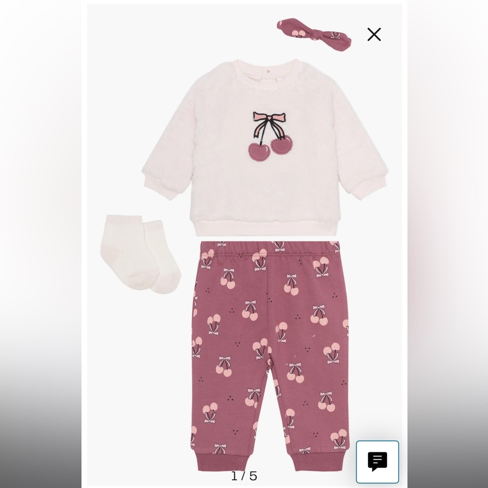 54. Cherry Print Baby Outfit with Socks